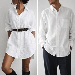 White Linen Oversized Shirt Dress Mens